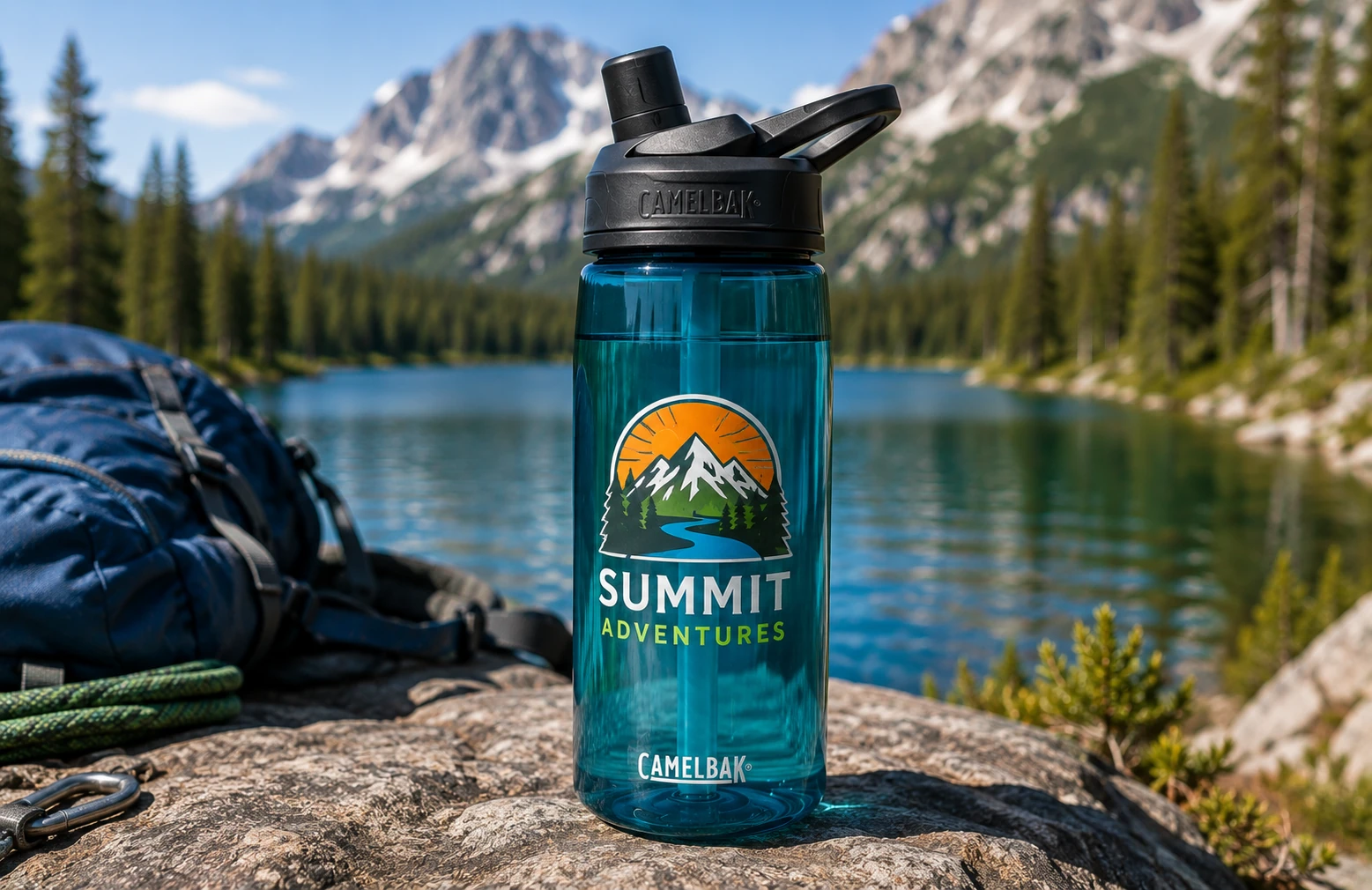 Full-color logo printed on a Tritan Renew CamelBak Eddy+ bottle