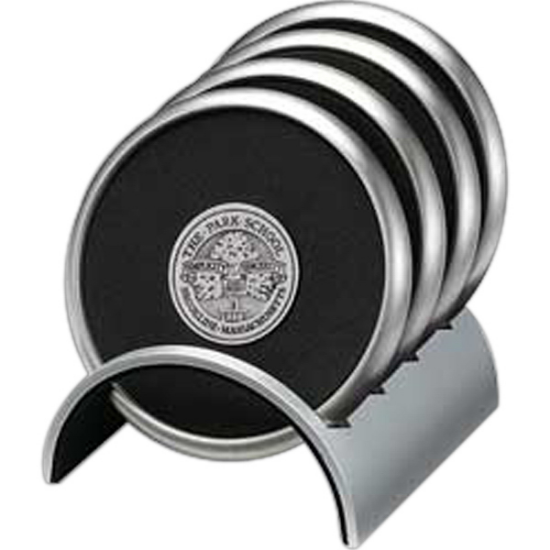 Picture of Round Stainless/Polymeric Rubber Coaster Set
