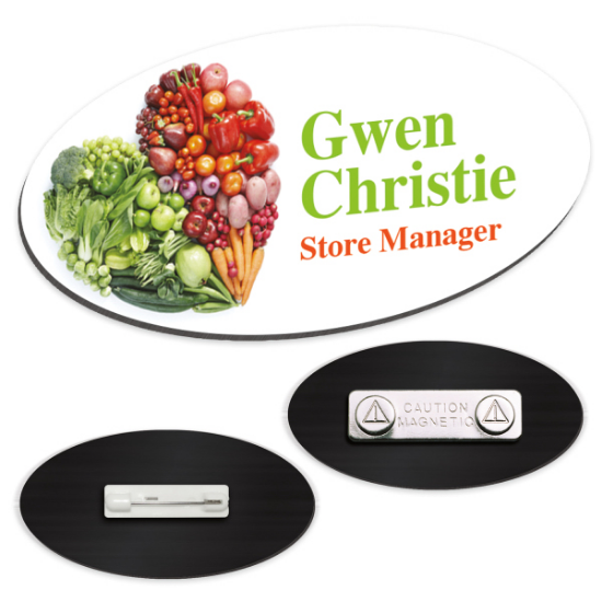 Picture of 3" x 1-1/2" Oval Plastic Name Tag