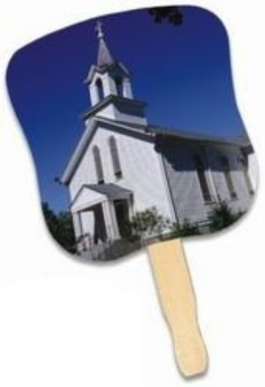 Picture of Stock Design Hand Fan-White Church