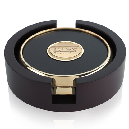Show details for Round Coasters with Wood Tray - Two Picture of Round Coasters with Wood Tray - Two