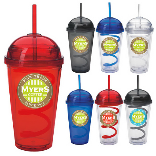 Picture of Dome Tumbler with Curly Straw - 18 oz