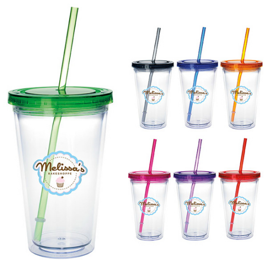 Picture of Clear Tumbler with Colored Lid - 18 oz