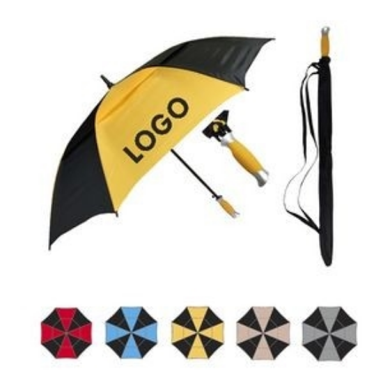 Picture of Auto Open Golf Umbrella w/ Matching Fabric Color Rubber Handle (60" Arc)