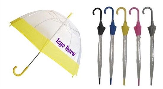 Picture of Eco Friendly Clear Bubble Umbrella with Colored Trim (50" Arc)
