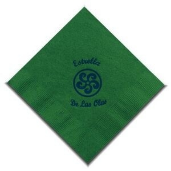 Picture of 5" X 5" Green 2-Ply Beverage Napkins
