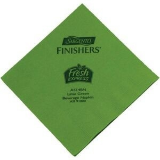 Picture of 5" X 5" Lime Green 2-Ply Beverage Napkins