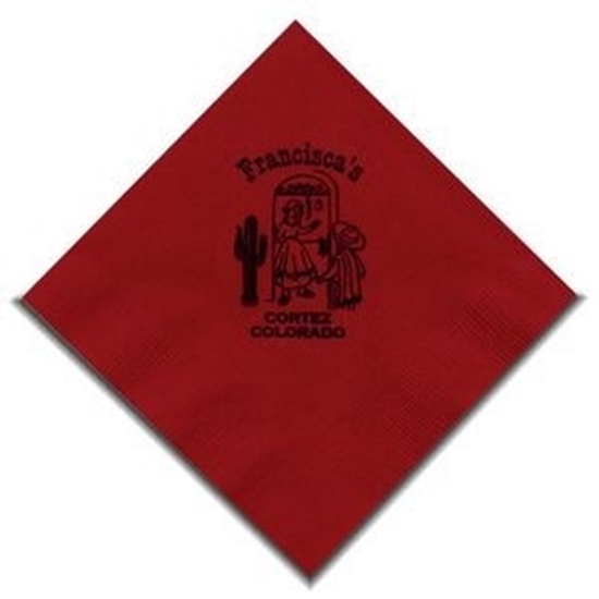 Picture of 5" X 5" Red 2-Ply Beverage Napkins