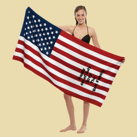 Picture of Stock Fiber Reactive Print US Flag Beach Towels