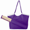 Beach Tote Bag w/ Roll Up Natural Fiber Mat-Purple