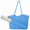 	Beach Tote Bag w/ Roll Up Natural Fiber Mat-Blue
