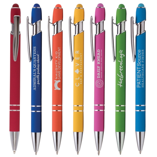 Ellipse Softy Brights w/Stylus - Laser Engraved Metal Pen