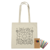 100% Cotton Coloring Tote Bag With Crayons