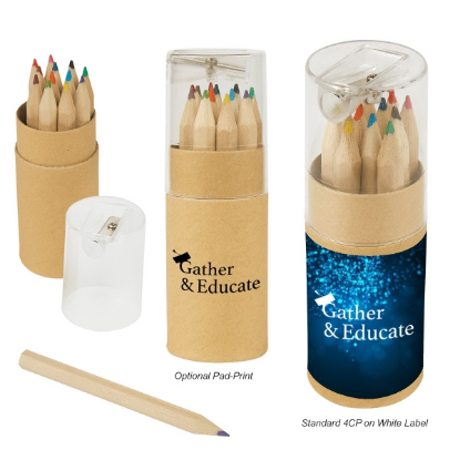 12-Piece Colored Pencil Set In Tube With Sharpener 12-Piece Colored Pencil Set In Tube With Sharpener