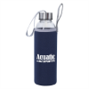 18 Oz. Aqua Pure Glass Bottle w/ Navy Neoprene Sleeve