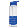 24 Oz. Tritan Banded Gripper Bottle With Straw - Clear w/ Blue Lid and Grip
