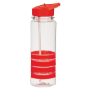 24 Oz. Tritan Banded Gripper Bottle With Straw - Clear w/ Red Lid and Grip
