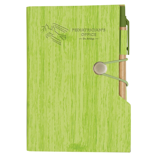 Personalized 4x6 Woodgrain Notebooks Sticky Notes Flags