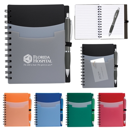 Show details for 5" x 7" Tri-Pocket Notebook & Satin Pen Promotional-6939