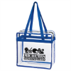 Clear Tote Bag With Zipper-Royal Blue