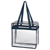 Clear Tote Bag With Zipper-Navy Blue