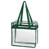 Clear Tote Bag With Zipper-Forest Green