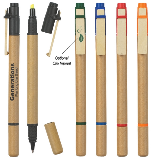 Dual Function Eco-Inspired Pen With Yellow Highlighter