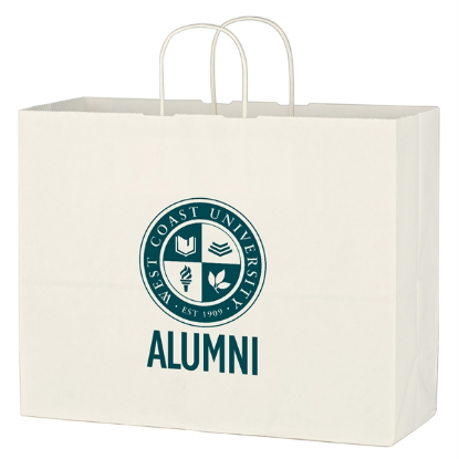 Kraft Paper White Shopping Bag - 16" x 12-1/2" Kraft Paper White Shopping Bag - 16" x 12-1/2"