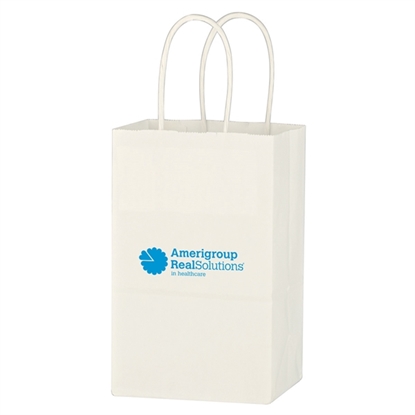 Show details for Kraft Paper White Shopping Bag - 5-1/4" x 8-1/4" Promotional-3910