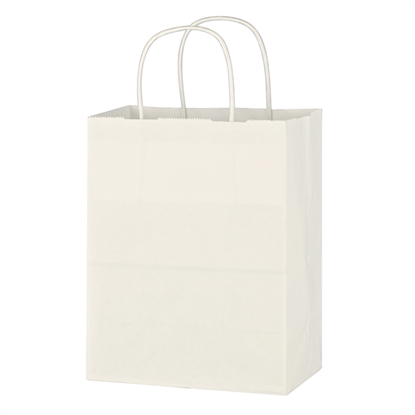 Show details for Kraft Paper White Shopping Bag - 8" x 10-1/4" Promotional-3911