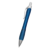 Rio Ballpoint Pen With Contoured Rubber Grip Translucent Metallic Blue