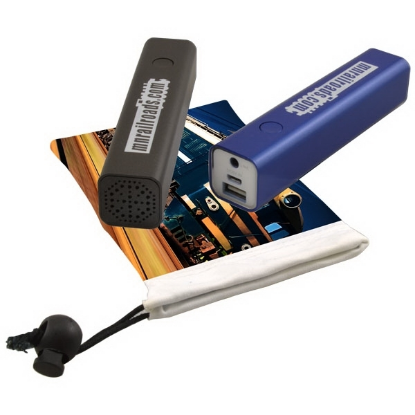 Show details for Power Bank with Bluetooth Speaker in Full Color Drawstring Bag Promotional-PEY8505-E