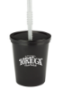 16 oz. Plastic Stadium Cups with Lid and Straw Black