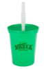 16 oz. Plastic Stadium Cups with Lid and Straw Green