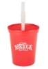 16 oz. Plastic Stadium Cups with Lid and Straw Red