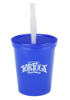 16 oz. Plastic Stadium Cups with Lid and Straw Blue