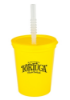 16 oz. Plastic Stadium Cups with Lid and Straw Yellow