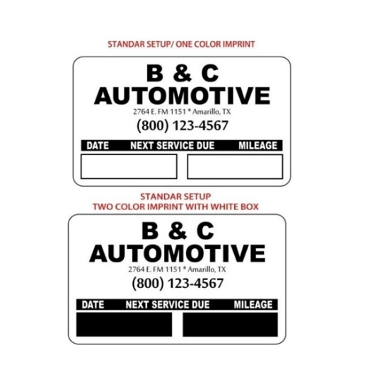 Custom Static Cling Oil Change Stickers