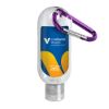 1.9 oz. Clear Sanitizer in Clear Bottle with Carabiner Purple