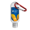 1.9 oz. Clear Sanitizer in Clear Bottle with Carabiner Red