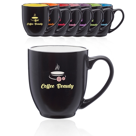 Large 16 oz Bistro Glossy Personalized Coffee Mugs 12 Colors