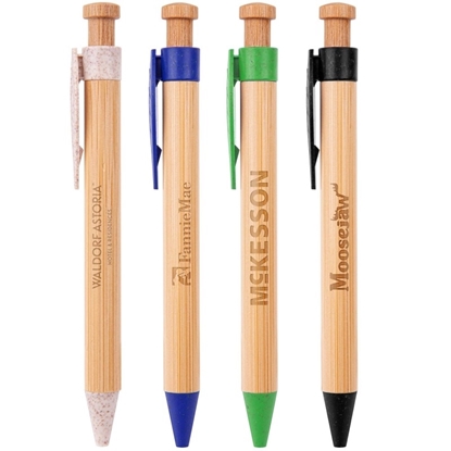 The Camden Bamboo Retractable Wheat Straw Eco-Pens The Camden Bamboo Retractable Wheat Straw Eco-Pens