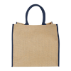 Large Jute Totes Navy Blue Trim