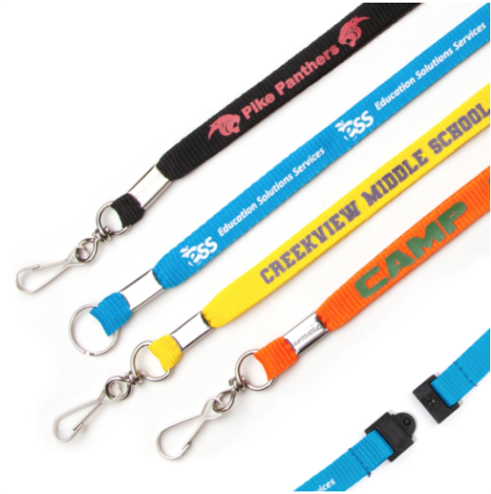 1/2" Promotional Youth Flat Polyester Lanyards	