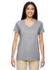 Gildan Ladies Heavy Cotton 100% Cotton V-Neck T-Shirt Sport Grey