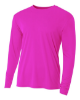 A4 Youth Long Sleeve Cooling Performance Crew Shirts Fuchsia