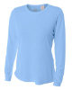 A4 Ladies' Long Sleeve Cooling Performance Crew Shirts Light Blue