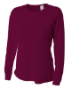 A4 Ladies' Long Sleeve Cooling Performance Crew Shirts Maroon