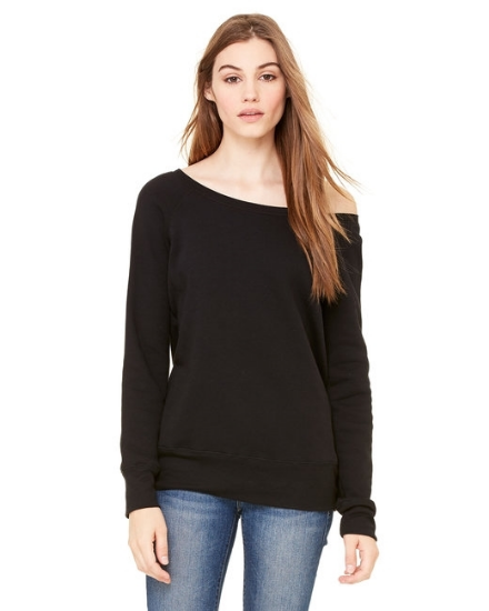 Bella + Canvas Ladies' Sponge Fleece Wide Neck Sweatshirts Black