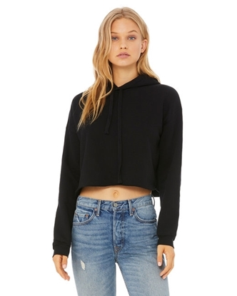 Bella + Canvas Ladies' Cropped Fleece Hoodie Black Bella + Canvas Ladies' Cropped Fleece Hoodie Black